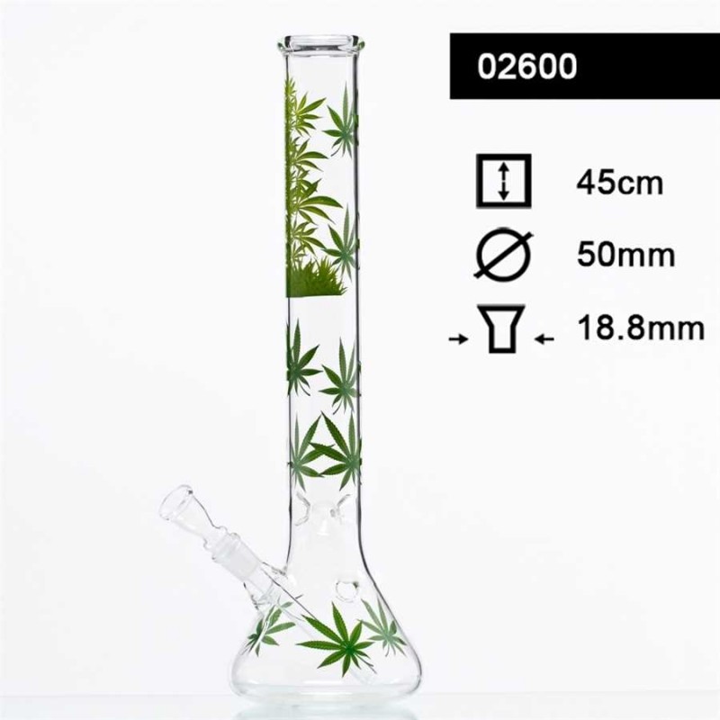 Glasbong H 45 cm Schnitt 18,8 mm Φ 50 mm Leaf Jha...